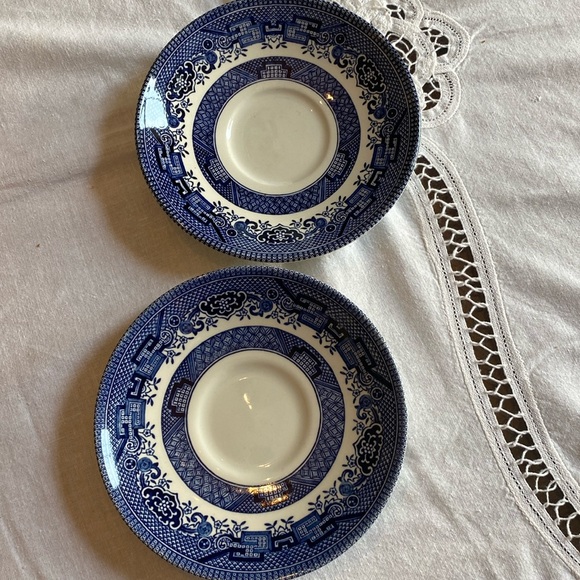 2 Churchill blue Willow saucers - Picture 1 of 5